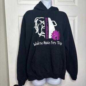 Gildan Heavy Blend Large Bulldogs Hoodie Black Glitter Graphic Pullover